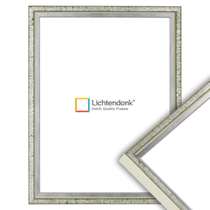 250-041 Fotolijst – Pastel Groen met Zilver - Witte zijkant - Smal Lijstprofiel