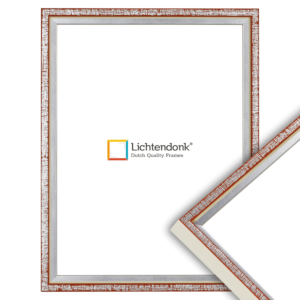 250-042 Fotolijst – Terracota met Zilver - Witte zijkant - Smal Lijstprofiel