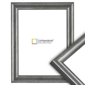650-008 Fotolijst – Geborsteld Platina – Zwart gelakte sponningrand en zijkant
