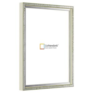 Fotolijst – Pastel Groen met Zilver - Witte zijkant - Smal Lijstprofiel, 15x15cm