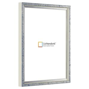 Fotolijst – Blauw met Zilver - Witte zijkant - Smal Lijstprofiel, 40x60cm