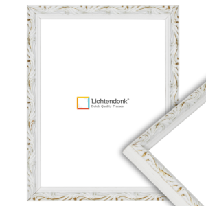 900-122 Ornament Fotolijst – Wit met vleugje Goud - Smal profiel