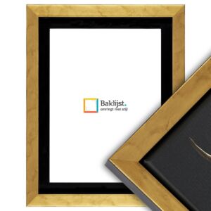 900-112 Design Baklijst - Zwart met bladgoud - Schuin aflopende rand