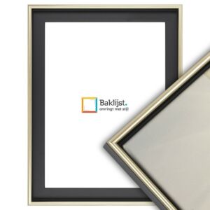 600-025 Baklijst Volterra - Halfrond Profiel - Zwart met  Lichtgoud, 24x30cm
