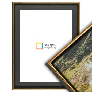 600-026 Baklijst Siena - Halfrond Profiel - Zwart met Goud, 24x30cm