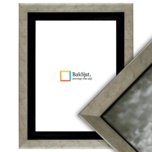 900-113 Design Baklijst - Zwart met bladzilver - Schuin aflopende rand