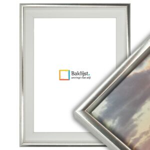 550-032 Baklijst Michelangelo d'Argento - Canvaslijst - Glans Zilver met Wit