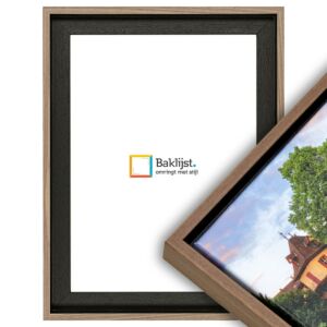 35035-wal Baklijst Walnoot - Canvaslijst - Zwart met walnoot fineer