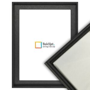 600-017 Baklijst Florence - Halfrond Profiel - Zwart met houtnerf, 24x30cm
