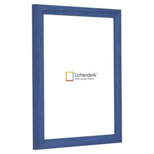 Fotolijst - Azuurblauw - Halfrond met zichtbare houtnerf, 15x15cm