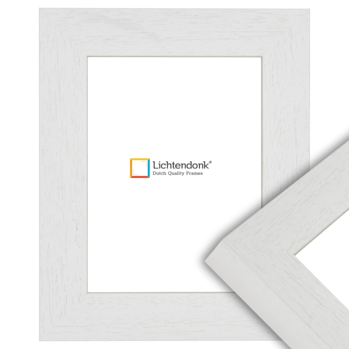 600-070 Moderne Witte Fotolijst met Houtnerf - Strak Design – 4 cm breed