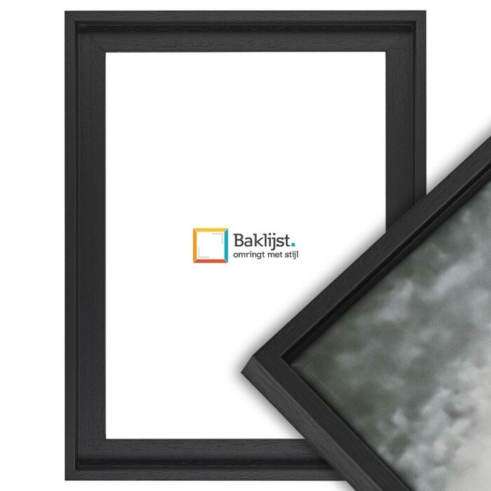 23-17 Baklijst Raso - met houtnerf structuur - Mat zwart