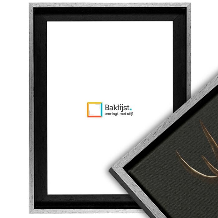 23-16 Baklijst Isabella - met zichtbare houtnerf - zwart met zilver