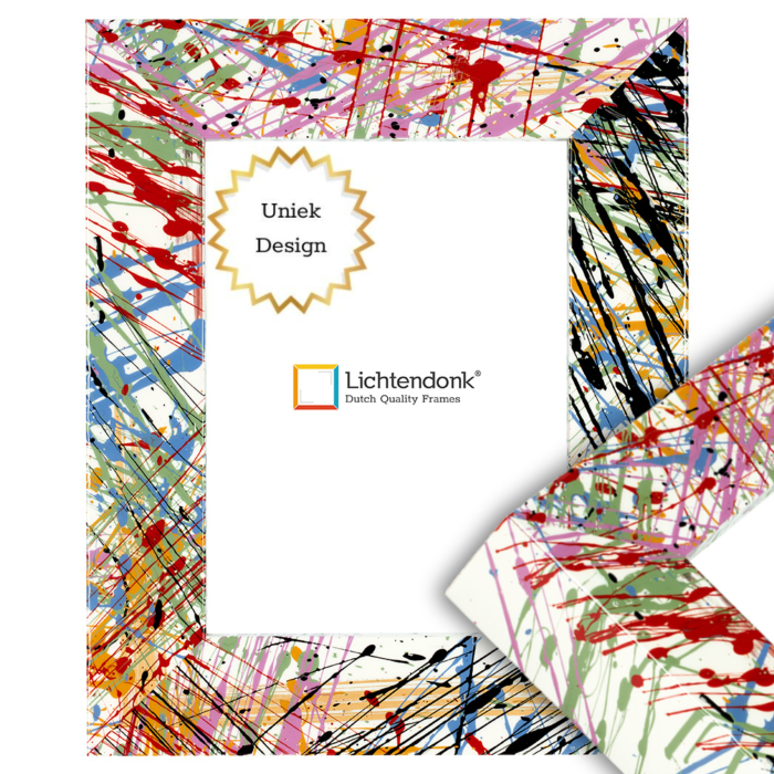 Witte Fotolijst met Verfspatpatroon - Vierkant Design